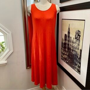 Deep orange Italian jersey knit fabric Lagenlook tunic nap dress